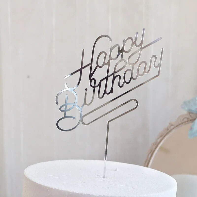 Nauja kūrybinė idėja Happy Birthday tortų apmušalai Rožinis auksinis akrilas gimtadienio tortų papuošimui kūdikių gimtadienio vakarėliui