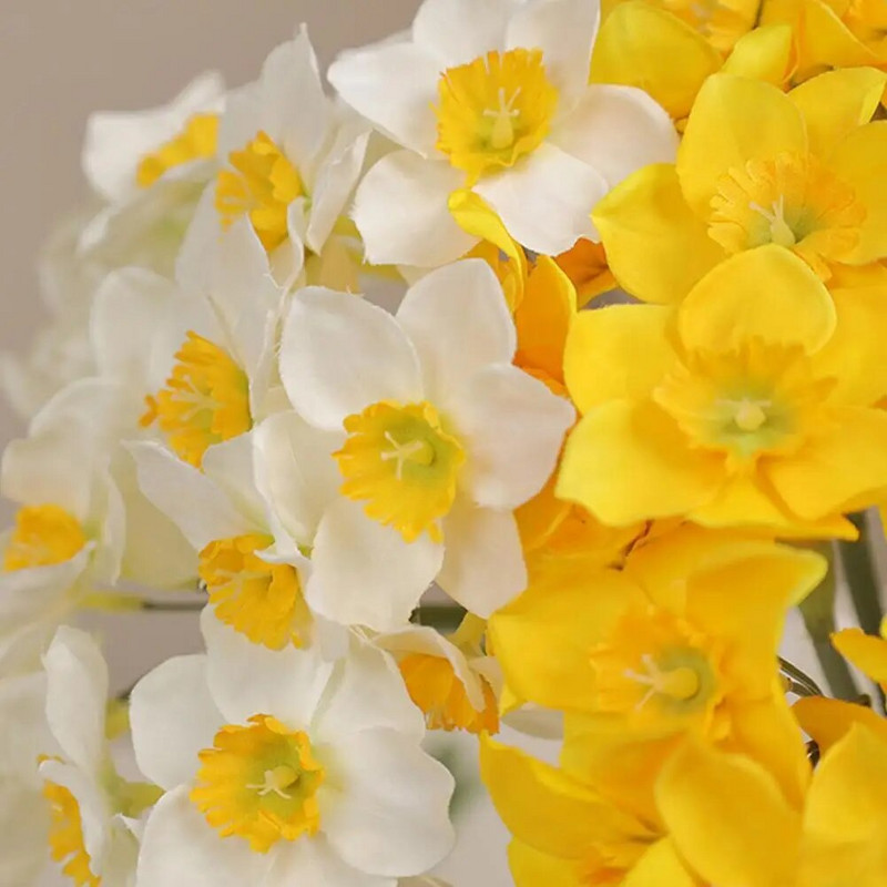 6 ks/kytica umelých umelých kvetov, kytica v pastierskom štýle, narcis, narcis, umelá rastlina, fotografické rekvizity, bytové dekorácie