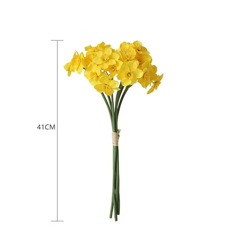 6 ks/kytica umelých umelých kvetov, kytica v pastierskom štýle, narcis, narcis, umelá rastlina, fotografické rekvizity, bytové dekorácie
