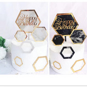Ins Hexagon Acrilic Cake Topper Marbling La Multi Ani Baby Shower Decorare Tort pentru petrecere