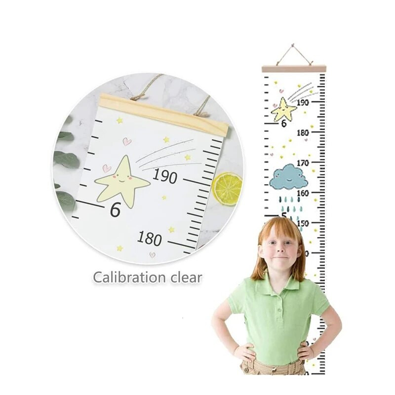 Kūdikio augimo diagramos liniuotė vaikams, nuimama aukščio diagramos matavimo sienelės apdaila, skirta kūdikio dovanai 7,9 colio x 79 colių