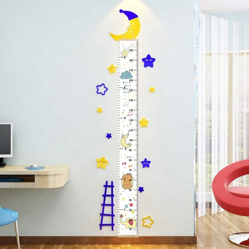 Kūdikio augimo diagramos liniuotė vaikams, nuimama aukščio diagramos matavimo sienelės apdaila, skirta kūdikio dovanai 7,9 colio x 79 colių