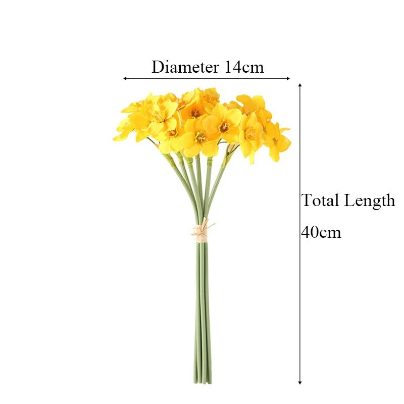 Mākslīgais narcises ziedu pušķis Mājas dekorēšana Viltus darbvirsmas ziedi Kāzu ainas dekors narcise