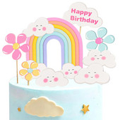 Su gimtadieniu Torto viršelis Vaivorykštės gimtadienio torto dekoravimas Lengvas vaivorykštės, mielas gėlėtas su gimtadieniu debesėlis vakarėliui