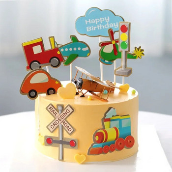 1 τεμ. Χαριτωμένο κέικ αεροπλάνου Topper Cartoon Helicopter Baking Decor for Happy Birthday Supplies Επιδόρπιο Στολίδια Baby Shower