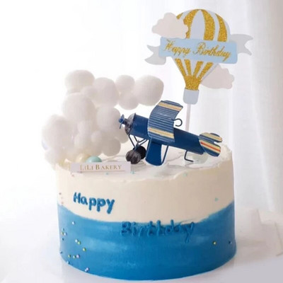 1PC Slatki avion Prekrivač za tortu Crtani helikopter Dekor za pečenje za sretan rođendan Potrepštine Desertni ukrasi Baby Shower