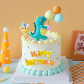 Dinoszaurusz születésnapi torta, polimer agyag, dinótojás, baba, rajzfilm, születésnapi buli tortadíszítési kellékek Sütés