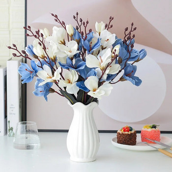 Τεχνητή ορχιδέα 5 πιρούνια μπουκέτο Magnolia Διακόσμηση γαμήλιου σπιτιού Αξεσουάρ για Πασχαλινή διακόσμηση σαλονιού Ψεύτικο λουλούδι