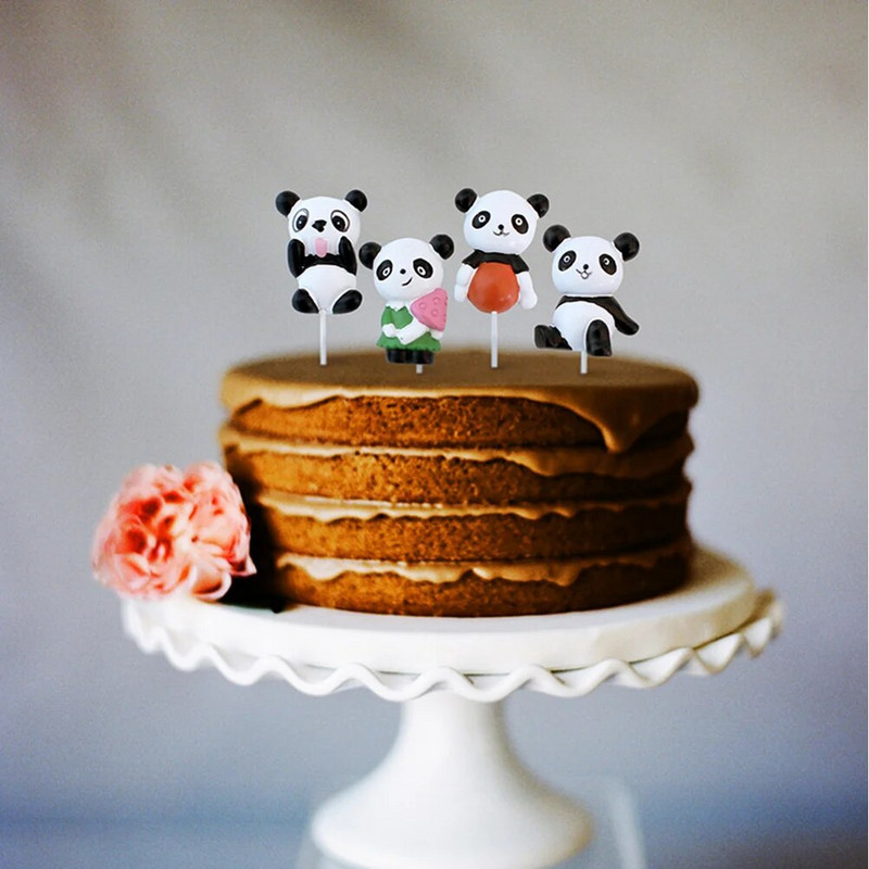 4 vnt. Pandos Plugin Gimtadienio torto figūrėlės dekoravimo maži gyvūnėliai dervos antpilams kūdikiui