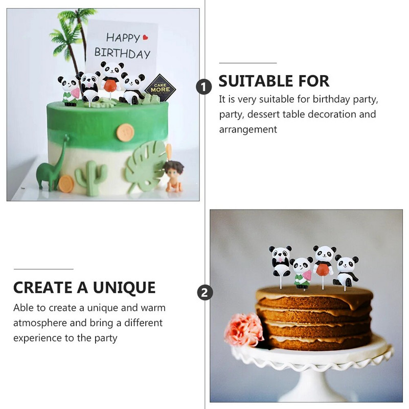 4 vnt. Pandos Plugin Gimtadienio torto figūrėlės dekoravimo maži gyvūnėliai dervos antpilams kūdikiui