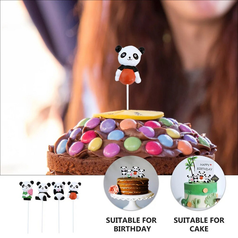 4 vnt. Pandos Plugin Gimtadienio torto figūrėlės dekoravimo maži gyvūnėliai dervos antpilams kūdikiui