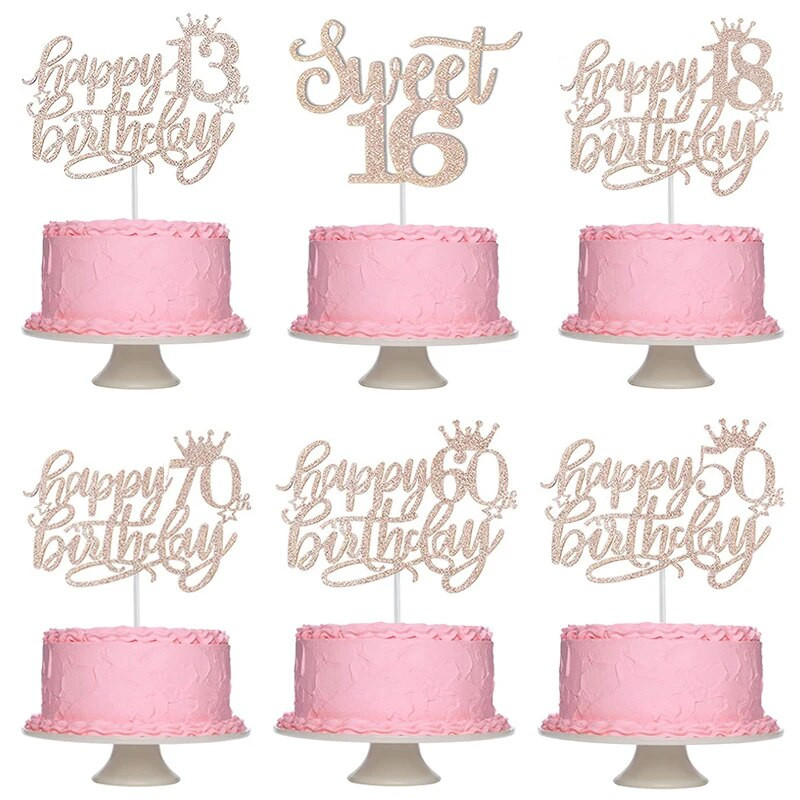 Su gimtadieniu Auksinio torto puošmena 13 16 18 21 30 40 50 60 metų gimtadienio torto puošmena suaugusiųjų vakarėlio kepimo deserto dekoro reikmenys