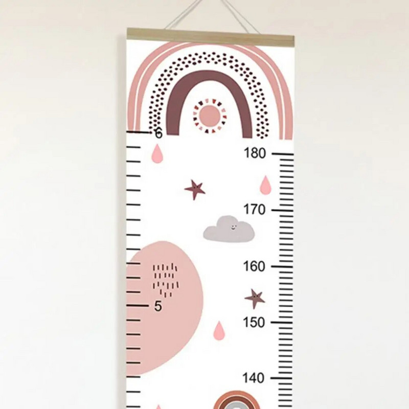 Závesné výškové pravítko, kreslený film, dúhový oblak, hviezdna potlač, odnímateľná nástenná dekorácia, nástenná dekorácia do obývačky, rastový graf pre deti, domáce potreby