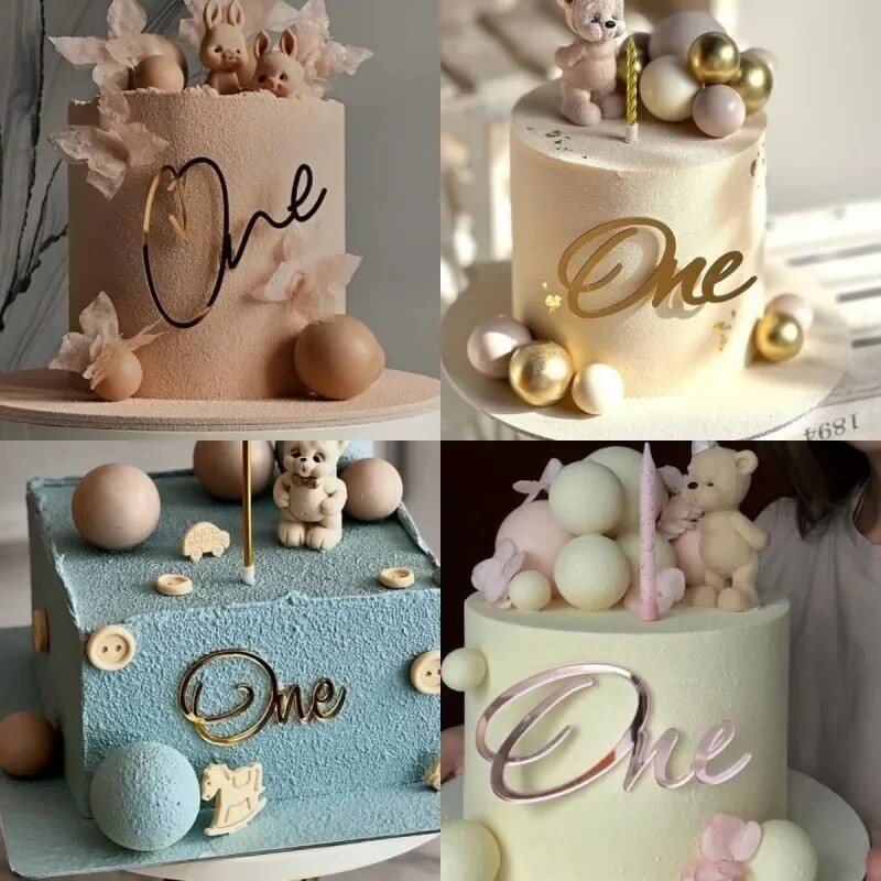 Ins Baba 1. születésnapi akril torta felső tortaoldali dekorációja Egy év születésnapi buli tortadíszítése Babazuhany