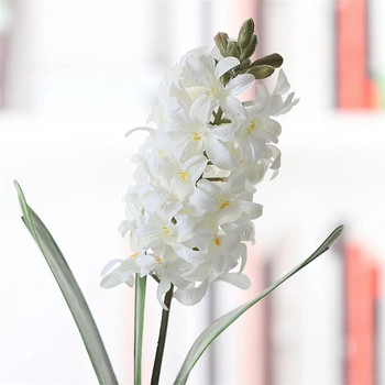 3D усещане за изкуствено цвете, зюмбюл, единичен клон с листа, саксийни зелени растения, фалшива флорална декорация на дома, фото реквизит на едро