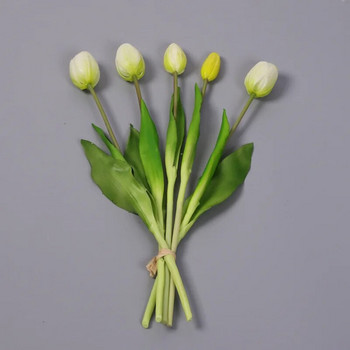 5PCS Мек силиконов усещане за лале Изкуствени цветя Декорация на маса Симулация Букет от лалета с 5 глави