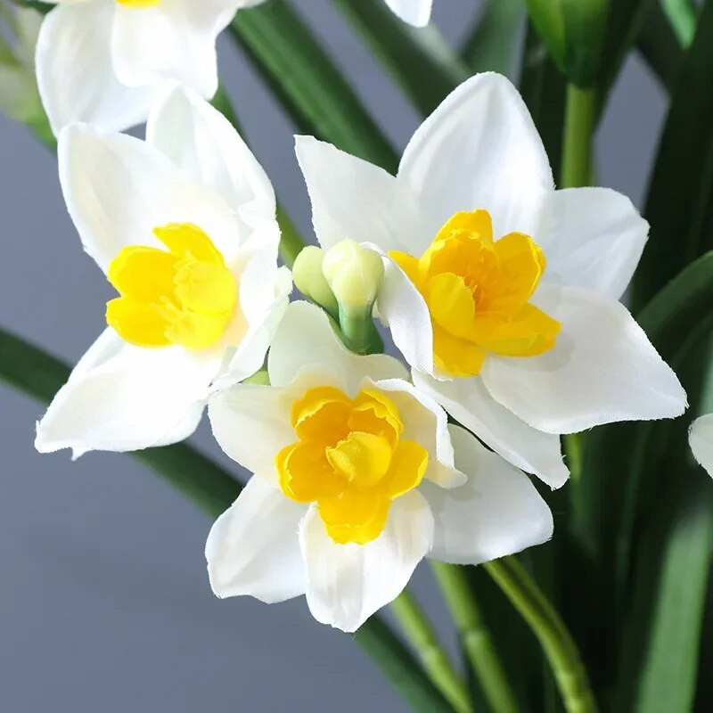 Narcizo puokštė dirbtinis kambarinis augalas vazoninis plastikinis puokštė dirbtinė gėlė