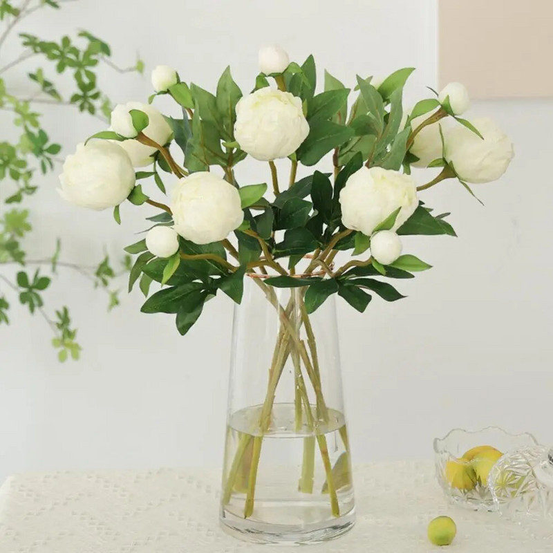 Pievilcīgs simulācijas zieds Īsta pieskāriena mākslīgais zieds, neizbalējošs DIY 2 galviņas, daudzslāņu ziedlapiņas, mākslīgā peonija