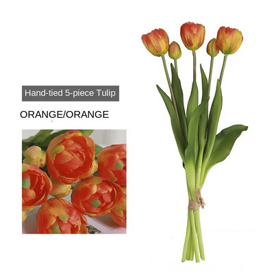 5 galvos Dirbtinės tulpės Vestuvės Namų dekoravimas Baldų modeliavimas Rankinis netikrų gėlių puokštė Fotostudijos fotografavimo reikmenys