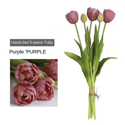 5 galvos Dirbtinės tulpės Vestuvės Namų dekoravimas Baldų modeliavimas Rankinis netikrų gėlių puokštė Fotostudijos fotografavimo reikmenys