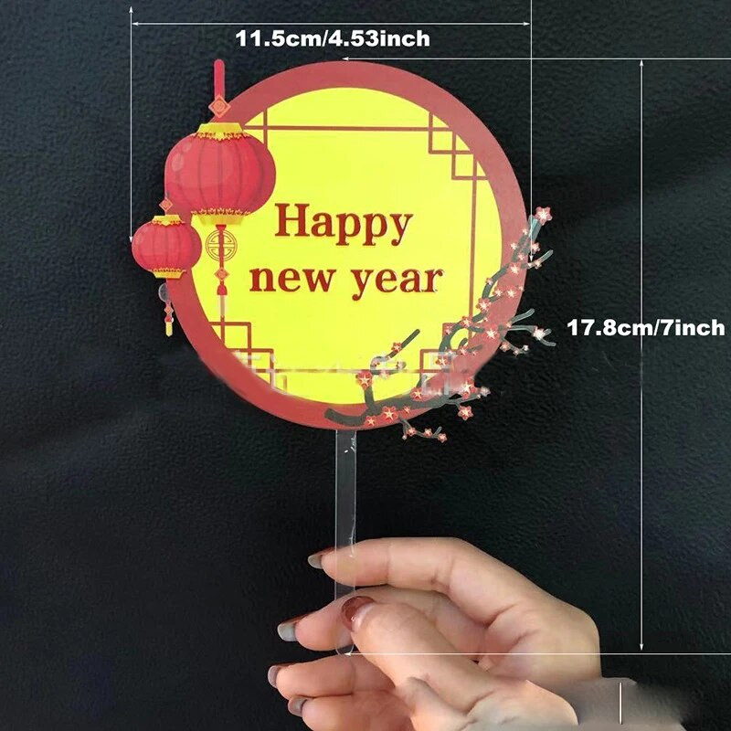 Noi flori acrilice Topper pentru tort La mulți ani imprimare color Topper pentru cupcake pentru aniversare pentru copii Decorații pentru tort pentru petrecerea de aniversare