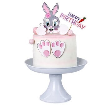 1 σετ Cartoon Bunny Footprint Carrot Cake Toppers Kids Happy Birthday Cupcake Baking Cake Supplies DIY Πασχαλινό πάρτι Διακόσμηση