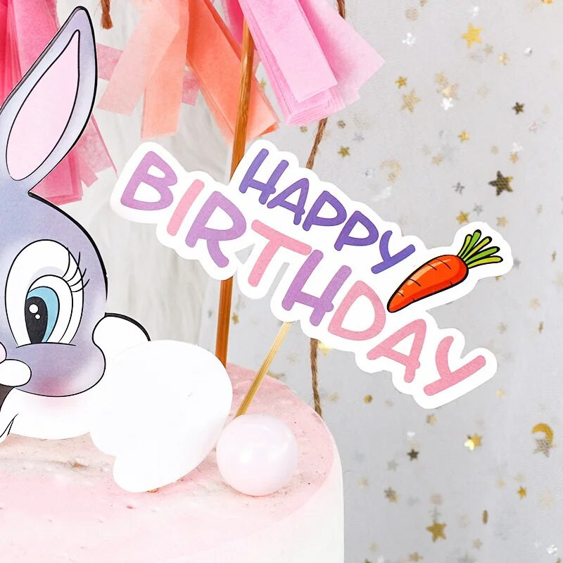 1 set de desene animate iepurași amprenta morcovi tort pentru copii la mulți ani cupcake prăjituri pentru coacere bricolaj decorațiuni pentru petrecerea de Paște