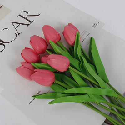 5 ΤΕΜ. Tulips Artificial Flowers Bunch Real Touch Tulip Flowers for Home Wedding Fake Flowers Διακόσμηση νυφικής ανθοδέσμης
