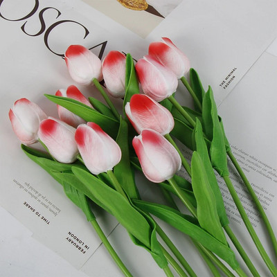 5 ΤΕΜ. Tulips Artificial Flowers Bunch Real Touch Tulip Flowers for Home Wedding Fake Flowers Διακόσμηση νυφικής ανθοδέσμης
