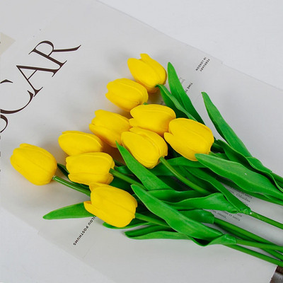 5 ΤΕΜ. Tulips Artificial Flowers Bunch Real Touch Tulip Flowers for Home Wedding Fake Flowers Διακόσμηση νυφικής ανθοδέσμης