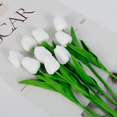 5 ΤΕΜ. Tulips Artificial Flowers Bunch Real Touch Tulip Flowers for Home Wedding Fake Flowers Διακόσμηση νυφικής ανθοδέσμης