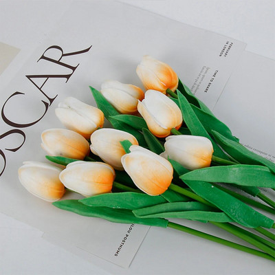 5 ΤΕΜ. Tulips Artificial Flowers Bunch Real Touch Tulip Flowers for Home Wedding Fake Flowers Διακόσμηση νυφικής ανθοδέσμης
