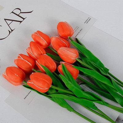 5 ΤΕΜ. Tulips Artificial Flowers Bunch Real Touch Tulip Flowers for Home Wedding Fake Flowers Διακόσμηση νυφικής ανθοδέσμης