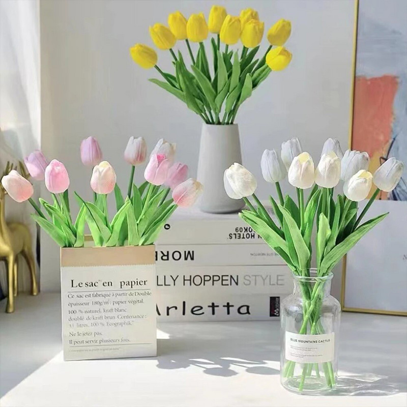 5 bucăți lalele flori artificiale buchet flori de lalele la atingere reală pentru acasă nuntă flori false decorare buchet de mireasă