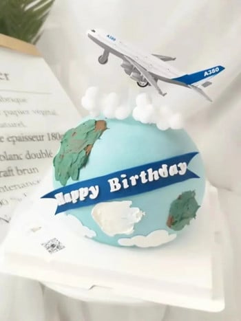 Cartoon Cloud Airplane Cake Topper Fighter Windmill Boy Pilot Χρόνια πολλά για Διακόσμηση Παιδικής Τούρτας Γλυκά δώρα