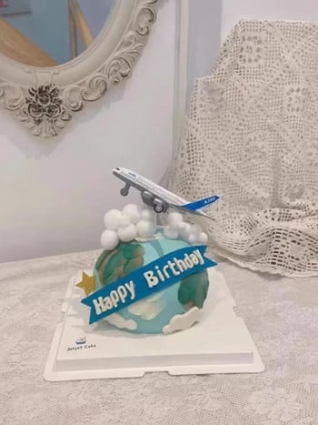 Cartoon Cloud Airplane Cake Topper Fighter Windmill Boy Pilot Χρόνια πολλά για Διακόσμηση Παιδικής Τούρτας Γλυκά δώρα