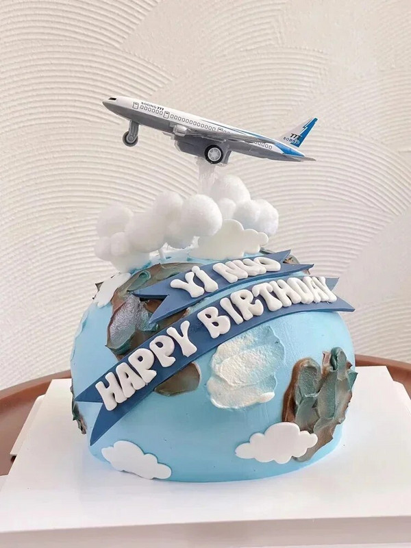 Desen animat nor Avion Cake Topper Luptător Moara de vânt Băiat Pilot La mulți ani pentru Copii Decorare Tort Cadouri dulci