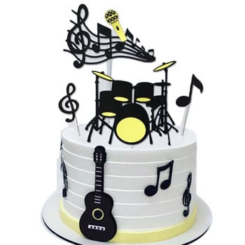 Δημιουργικές μουσικές νότες Cake Topper Μουσικά όργανα Φεστιβάλ Cupcake Toppers Για Διακόσμηση Γάμου Γενεθλίων