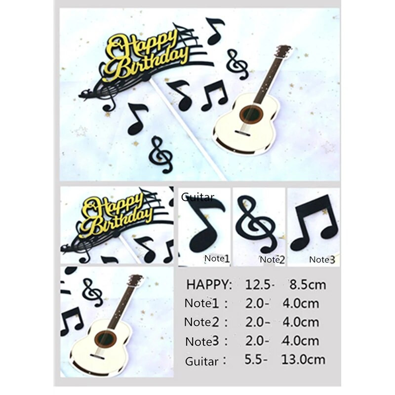 Kūrybinės muzikos natos Cake Topper muzikos instrumentų festivalis Keksų pyragaičiai vestuvių gimtadienio dekoravimui
