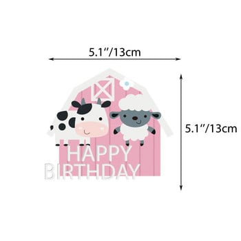 Farm Animals Cake Topper για κορίτσι Ροζ Διακόσμηση πάρτι γενεθλίων Cupcake Toppers διακόσμησης παιδικές μπομπονιέρες