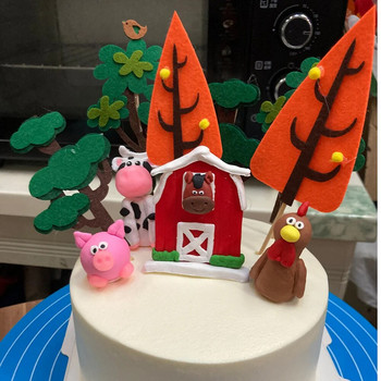 Farm Animals Cake Topper για κορίτσι Ροζ Διακόσμηση πάρτι γενεθλίων Cupcake Toppers διακόσμησης παιδικές μπομπονιέρες