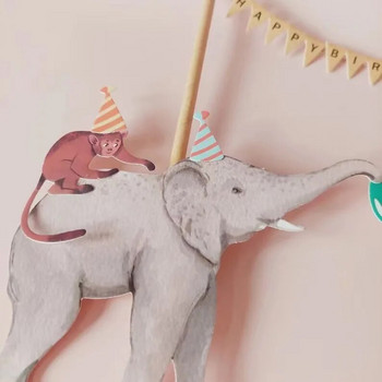 Животно Покритие за торта Жираф Слон Зебра Честит рожден ден Сватба Детско парти Декорация за бебешки торти Консумативи за печене Направи си сам