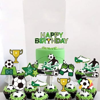 Θέμα ποδοσφαίρου Party Cupcake Topper Happy Birthday Cake Topper Flage For Kids Boy Birthday Birthday Party Decors Cake Party Supplies