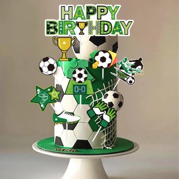 Θέμα ποδοσφαίρου Party Cupcake Topper Happy Birthday Cake Topper Flage For Kids Boy Birthday Birthday Party Decors Cake Party Supplies