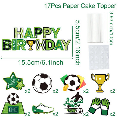 Futbalová párty ozdoba na muffiny, ozdoba na tortu všetko najlepšie k narodeninám, vlajka pre deti, chlapčenské narodeninové párty, dekorácie na tortu, párty potreby