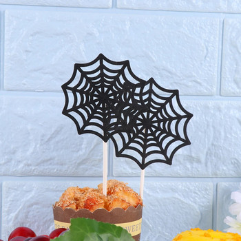 12 τμχ Black Spider Web Cake Toppers Επιλογές Cupcake Decor πάρτι προμήθειες για φεστιβάλ γενεθλίων γάμου