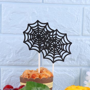 12 τμχ Black Spider Web Cake Toppers Επιλογές Cupcake Decor πάρτι προμήθειες για φεστιβάλ γενεθλίων γάμου