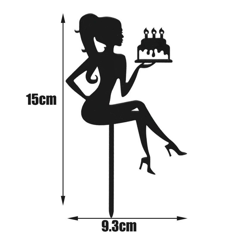 INS crni akrilni gornji dio za rođendansku tortu za sretan rođendan Visoke potpetice za ženske djevojke, gornji dio za tortu za desert, ukras za rođendansku tortu, pribor za zabavu