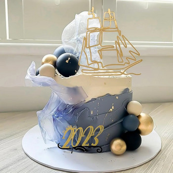 Ins Originality Graduation Season Cupcake Acrylic Cake Toppers Sailboat Accessories Acrylic Cake Decorations 2023 Baby Shower