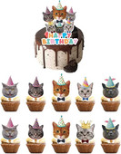 New Cartoon Cat Happy Birthday Cupcake Topper Topper Baby Cat Birthday Cake Topper για Διακοσμήσεις τούρτας γενεθλίων γάμου